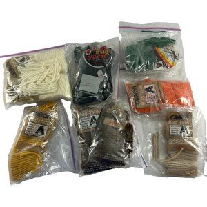 Mixed Rug Yarn Lot Precut Latch Hook Caron Red Heart Orange Green White Black